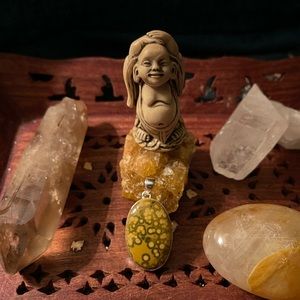 HP🌹Yellow Ocean Jasper Pendant .925 Sterling Silver